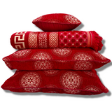 Red Gucci Jacquard Bed Sheet Set-4 PCS (PREMIUM)