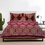 Maroon Festive Jacquard Bed Sheet Set-4 PCS (PREMIUM)