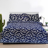 Dark Blue Fancy Bed Sheet Set-4 PCS (PREMIUM)