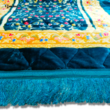 Solid Simple Velvet Prayer Mat - Teal with combination of Gold