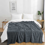 Fleece Blanket Dark Black Grey Double Throw - trendifypk