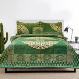 Green Fancy Bed Sheet Set-4 PCS (PREMIUM)