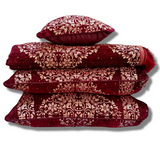 Maroon Festive Jacquard Bed Sheet Set-4 PCS (PREMIUM)