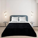 Fleece Blanket Dark Black Double Throw - trendifypk