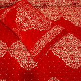 Red Fancy Jacquard Bed Sheet Set-4 PCS (PREMIUM)