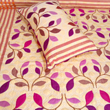 Leafy Purple Fancy Bed Sheet Set