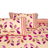 Leafy Purple Fancy Bed Sheet Set