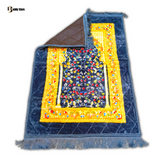 Solid Simple Velvet Islamic Prayer Mat-Silver Grey with Combination of Gold