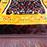 Solid Simple Velvet Islamic Prayer Mat-Chocolate Brown with Combination of Gold