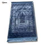 Premium Quality Anti-Slippery Embossed Fleece Ethnic Print Prayer Mat Grey