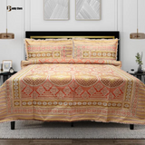 Glitter Light Pink Brown Multani Bed Sheet Set