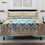 Glitter Blue Shiny Multani Bed Sheet Set