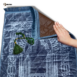 Premium Quality Anti-Slippery Embossed Fleece Ethnic Print Prayer Mat Grey