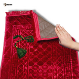 Premium Quality Anti-Slippery Embossed Fleece Ethnic Print Prayer Mat Red