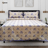 Dark Blue Off-White Mirage Multani Bed Sheet Set